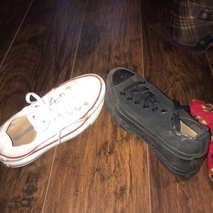 Black and white low style converses